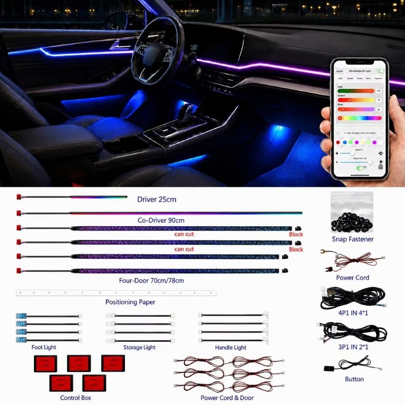 Door Handle - Kit de Iluminação Ambiente Automotiva 18