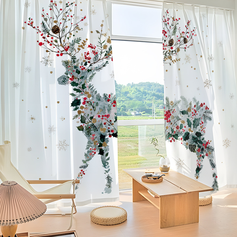 Curtain Rods - 2 cortinas transparentes de Natal para
