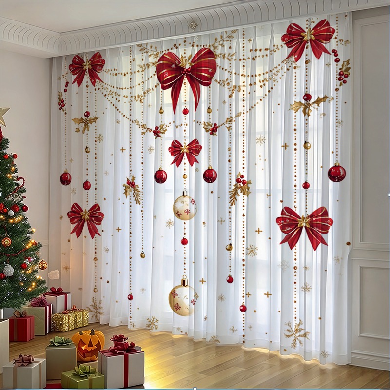 Curtain Rods - 2 cortinas transparentes de Natal, com