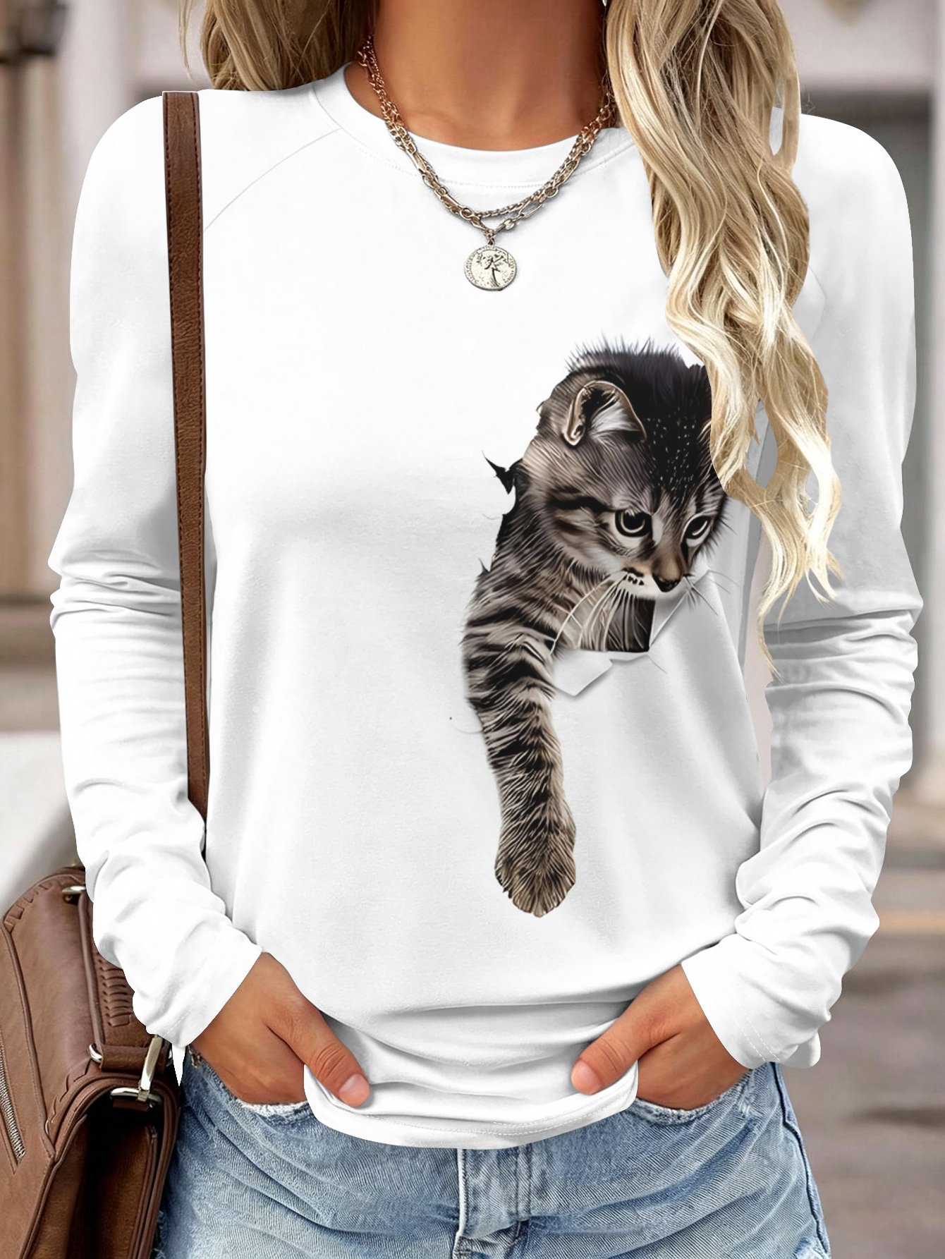 Wallpaper - Camisa de manga comprida para mulher,