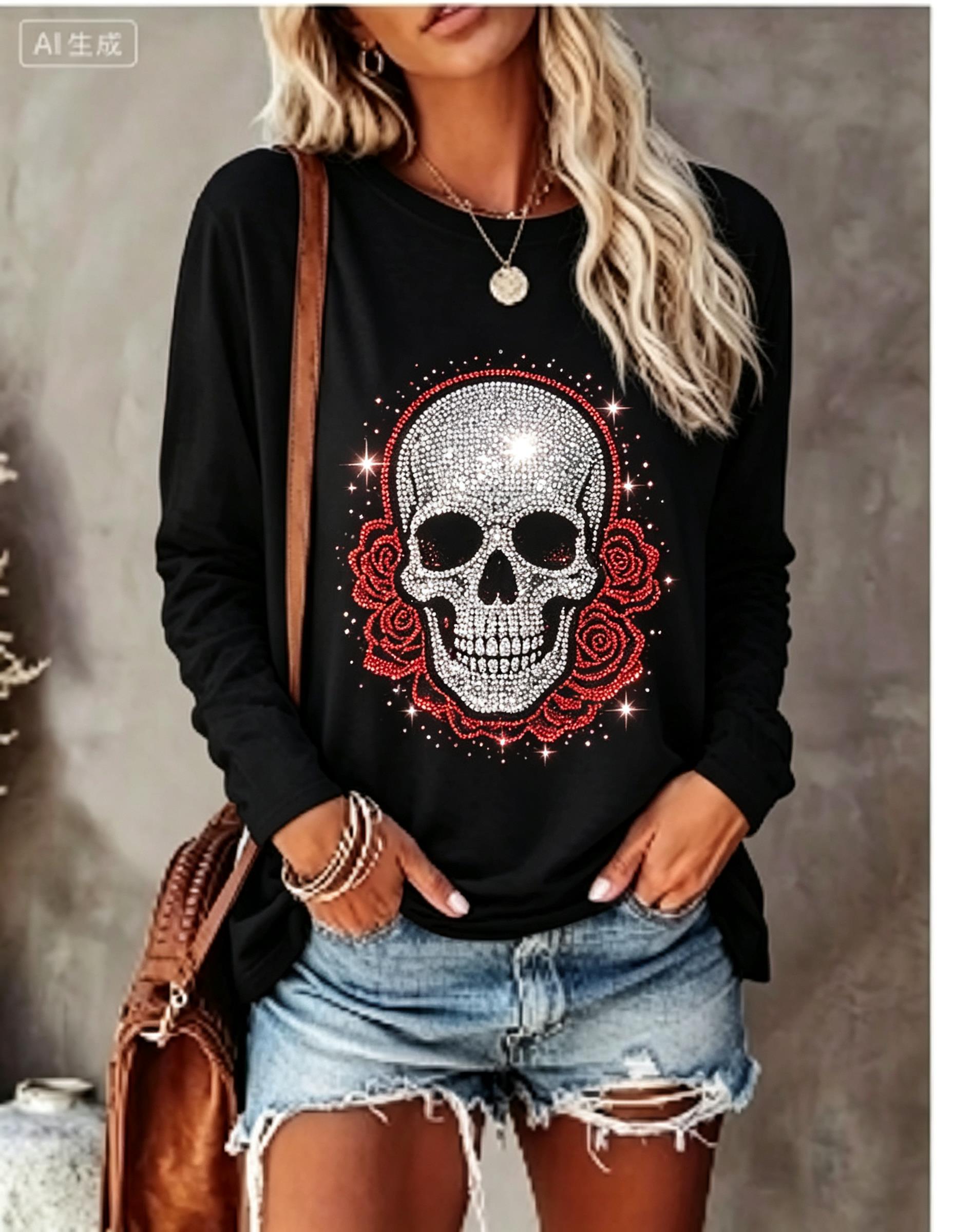 Camiseta Feminina de Manga Lon - Wallpaper avaliação e preço